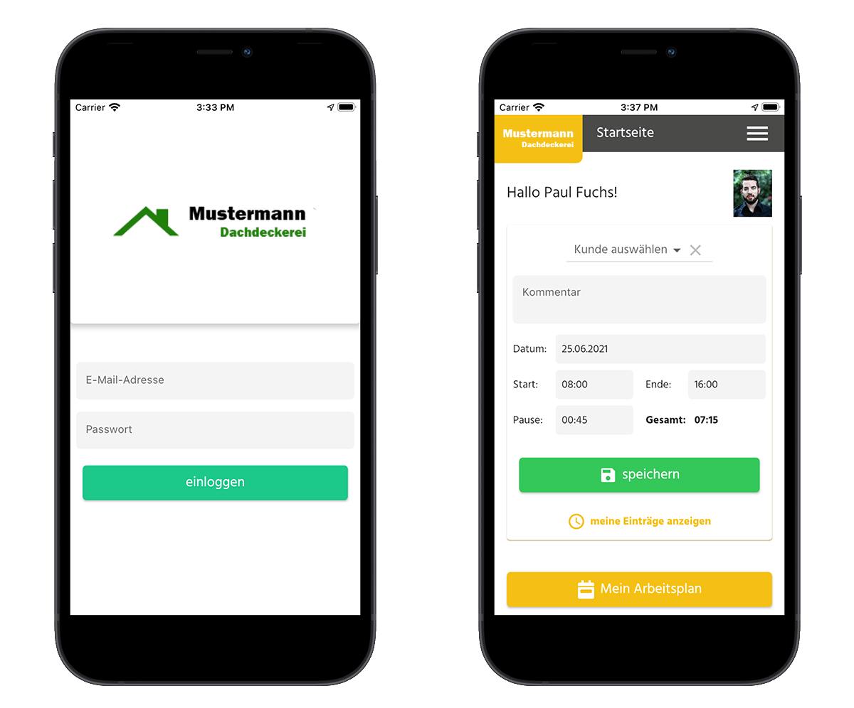 Beispiel-App eigene Firmen-App